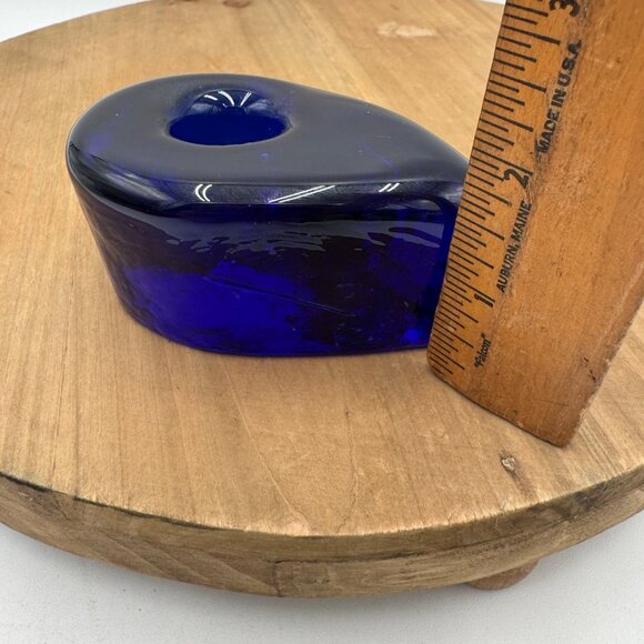 Cobalt Blue Blenko Candle Holder Tear Drop Taper Candle Holders Mid Century Mode - Picture 9 of 12